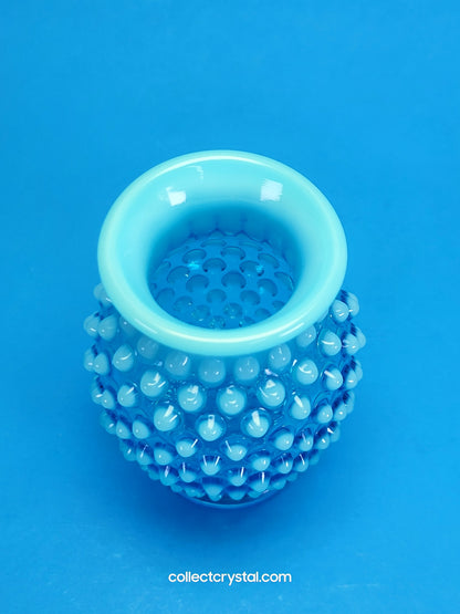 Fenton blue opal hobnail vase