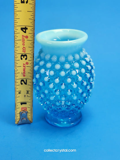 Fenton blue opal hobnail vase