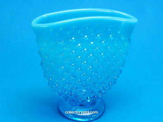 Fenton blue opal hobnail vase oblong