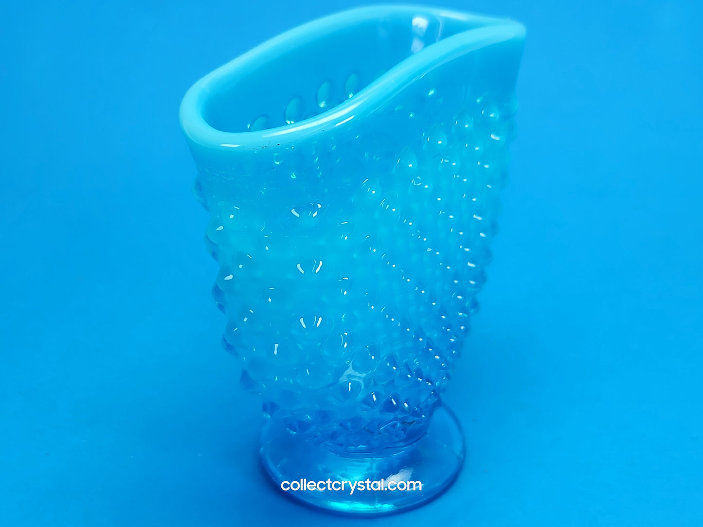 Fenton blue opal hobnail vase oblong