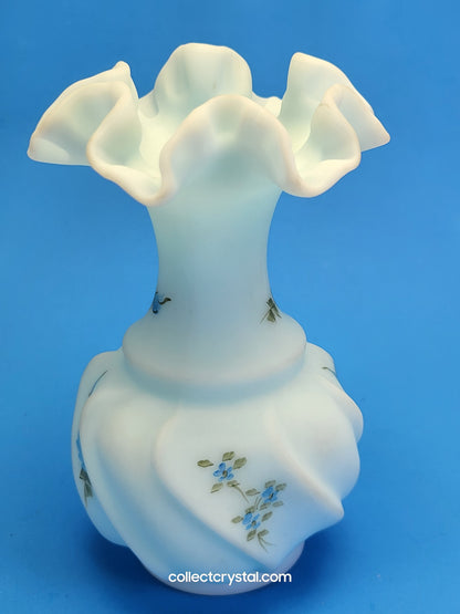 Fenton Blue Bud Vase hand Painted