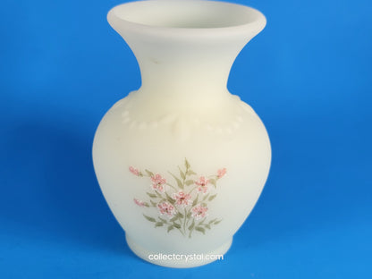 Fenton custard bud vase hand painted pink flowers