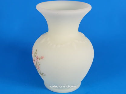 Fenton custard bud vase hand painted pink flowers