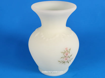 Fenton custard bud vase hand painted pink flowers