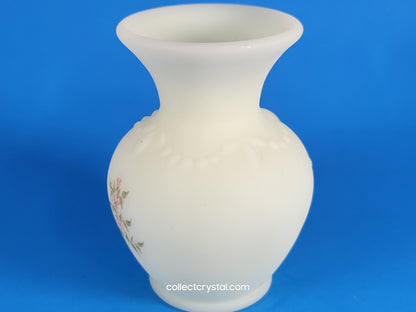 Fenton custard bud vase hand painted pink flowers