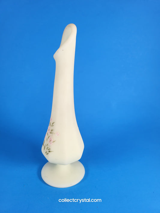 Fenton custard bud vase hand painted pink flowers