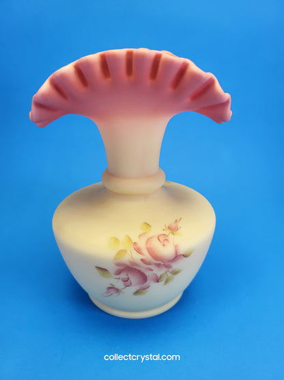 Fenton Burmese fan Bud Vase