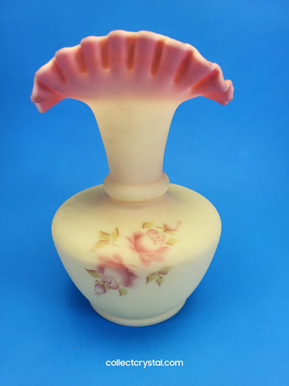 Fenton Burmese fan Bud Vase