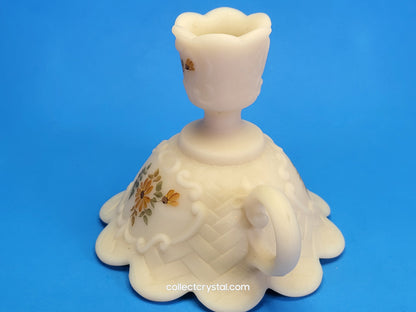 Fenton Cameo Satin Hand Painted Candle Stick holders
