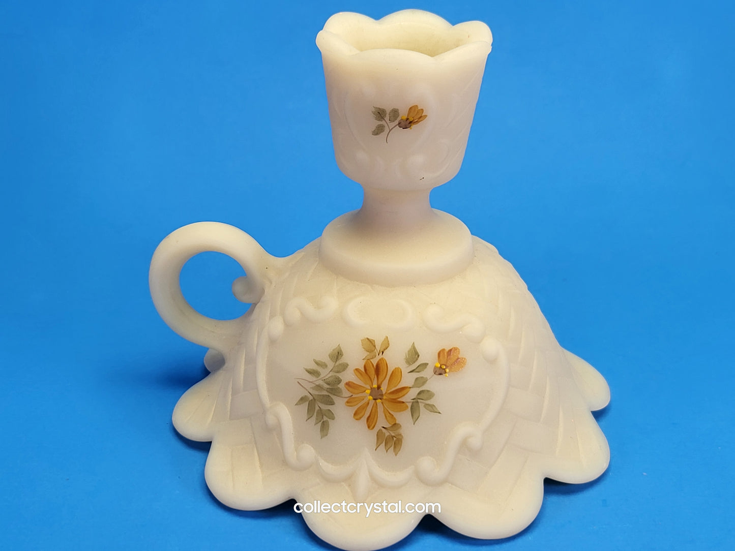 Fenton Cameo Satin Hand Painted Candle Stick holders