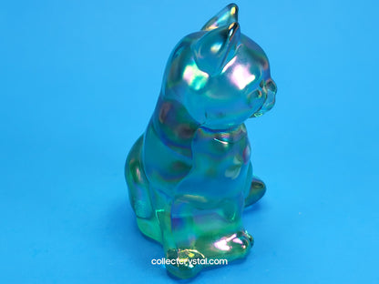 Fenton Green aurora Borealis cat hand painted