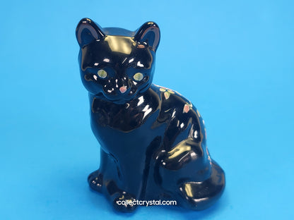 Fenton Black hand painted cat