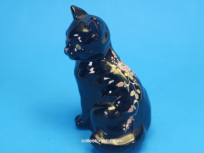 Fenton Black hand painted cat