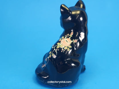Fenton Black hand painted cat