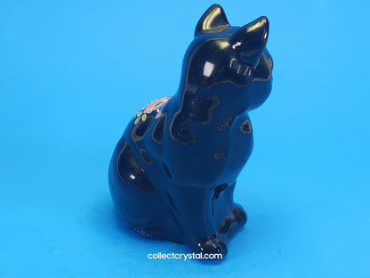 Fenton Black hand painted cat