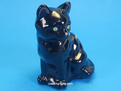 Fenton Black hand painted cat