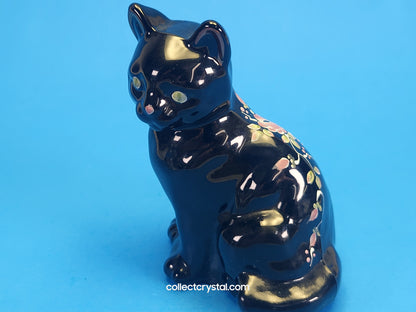 Fenton Black hand painted cat