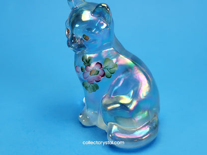 Fenton Hand Painted blue Sitting Cat