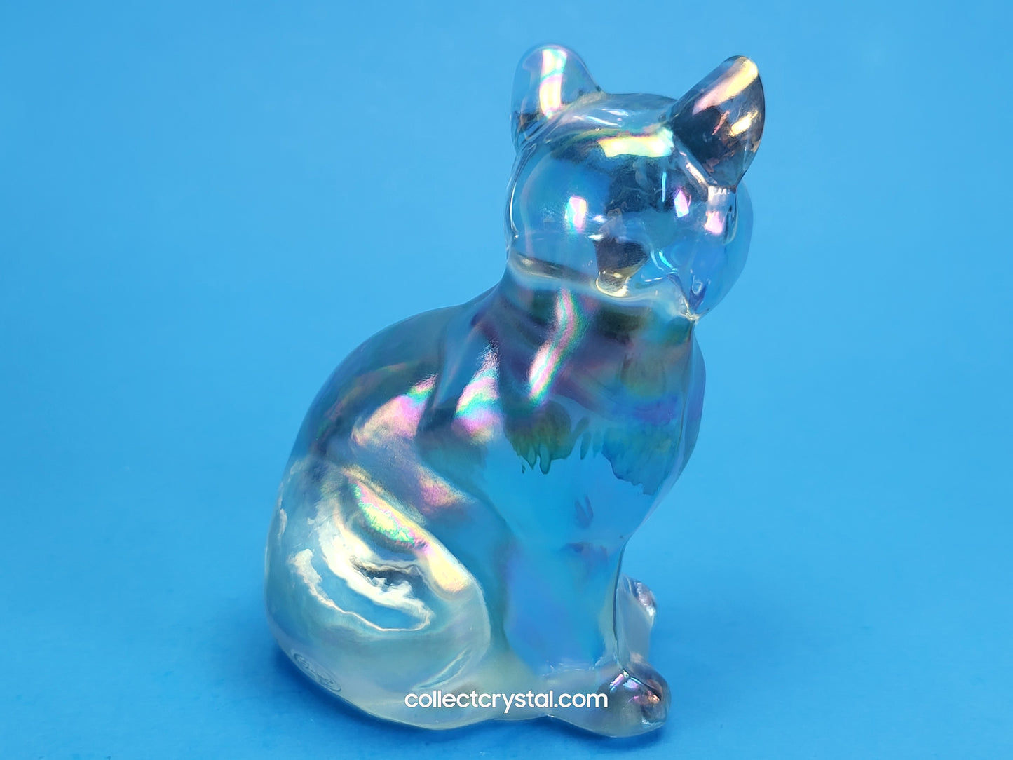 Fenton Hand Painted blue Sitting Cat