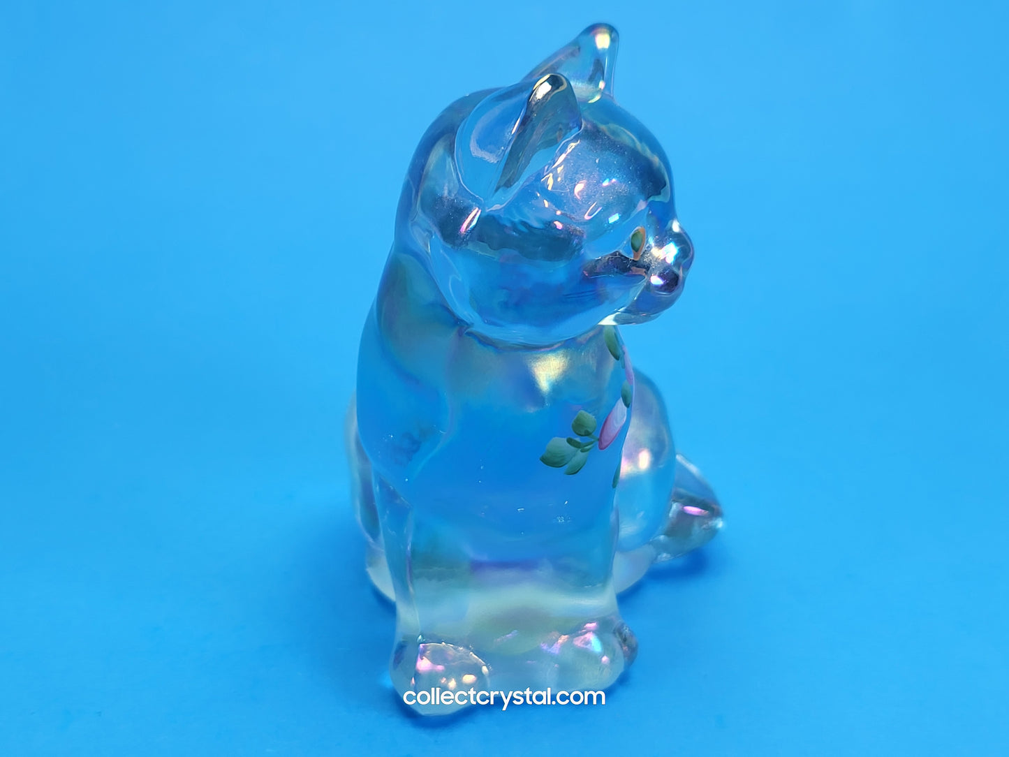 Fenton Hand Painted blue Sitting Cat