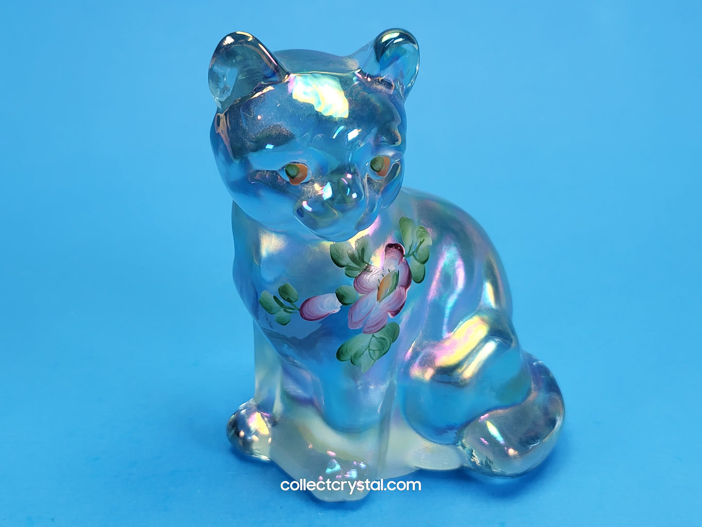 Fenton Hand Painted blue Sitting Cat