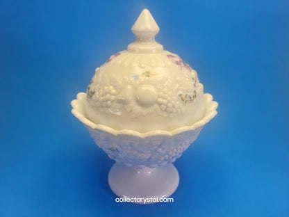 Cover Hand Painted Candy Dish Milk glass