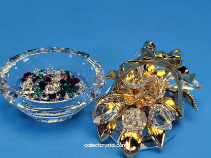 SECRETS – FLOWER BASKET BOX GOLD W / COLORED GEMS # 235917