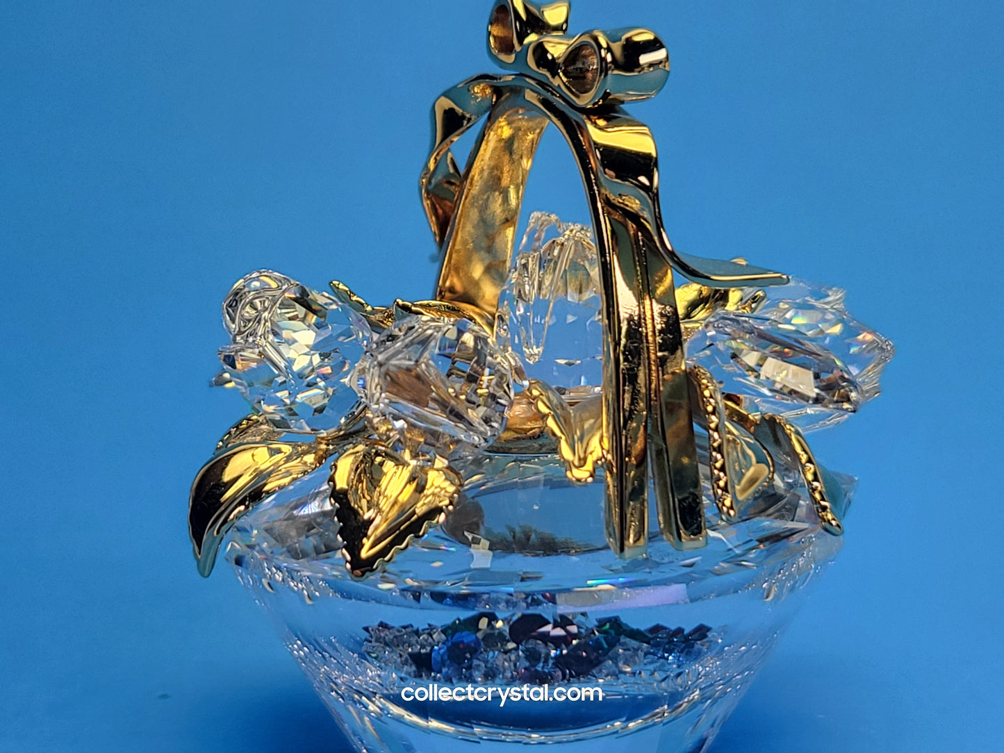 SECRETS – FLOWER BASKET BOX GOLD W / COLORED GEMS # 235917