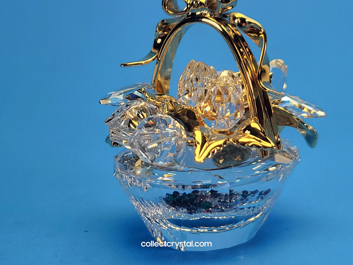 SECRETS – FLOWER BASKET BOX GOLD W / COLORED GEMS # 235917