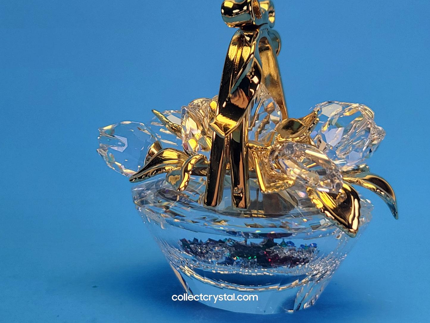 SECRETS – FLOWER BASKET BOX GOLD W / COLORED GEMS # 235917