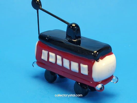 Cable Car Tolly in Hand blown glass 5 inches figurine