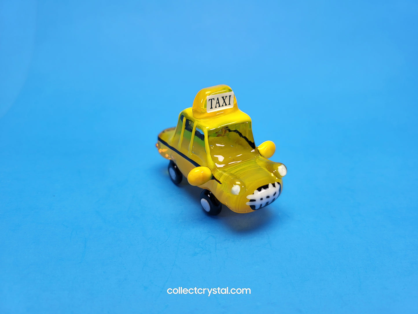 Yellow NYC taxi cab Hand blown glass 5 inches long