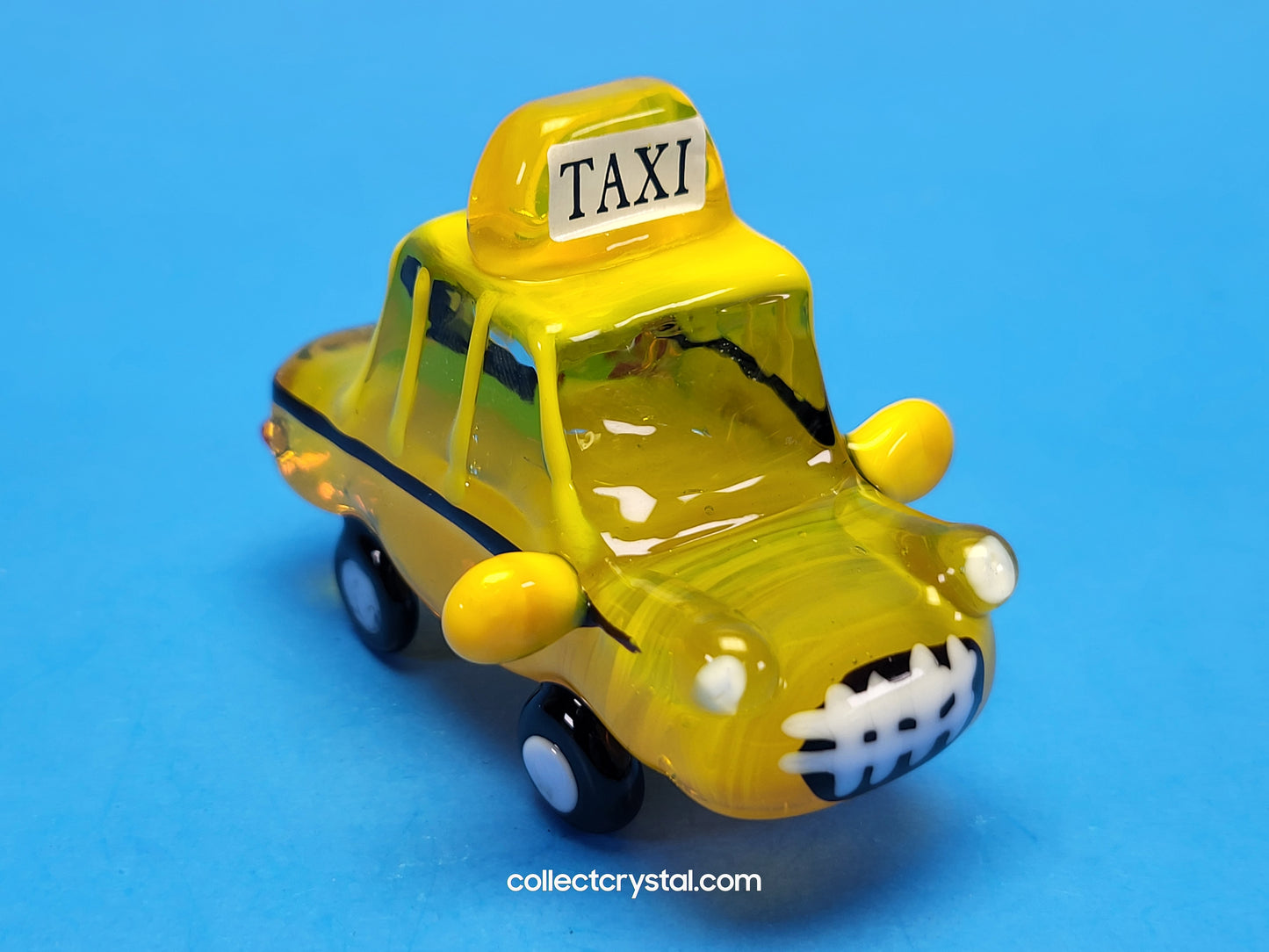 Yellow NYC taxi cab Hand blown glass 5 inches long