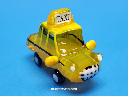 Yellow NYC taxi cab Hand blown glass 5 inches long