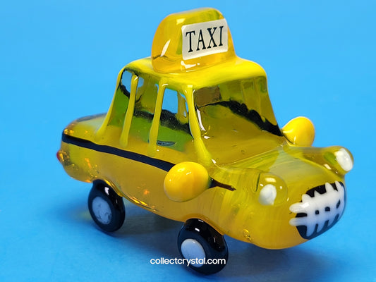 Yellow NYC taxi cab Hand blown glass 5 inches long