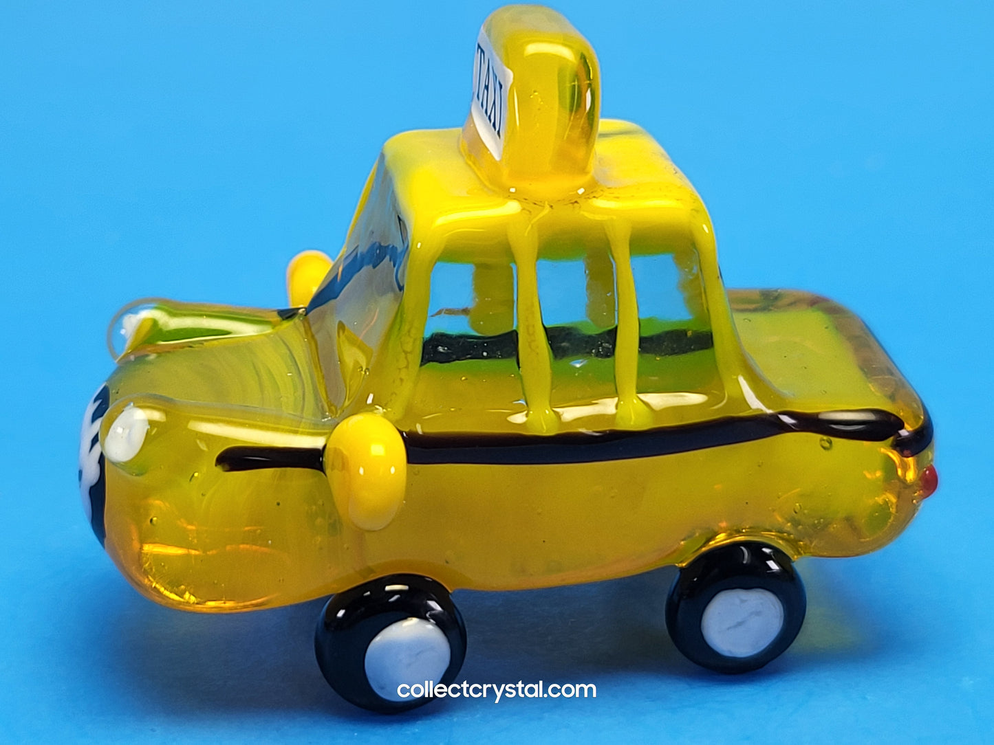 Yellow NYC taxi cab Hand blown glass 5 inches long