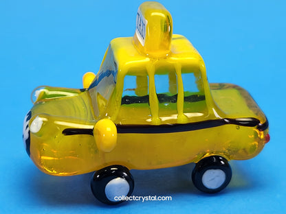 Yellow NYC taxi cab Hand blown glass 5 inches long