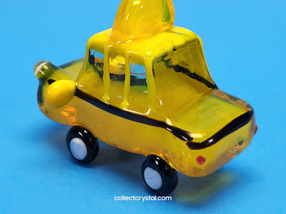 Yellow NYC taxi cab Hand blown glass 5 inches long