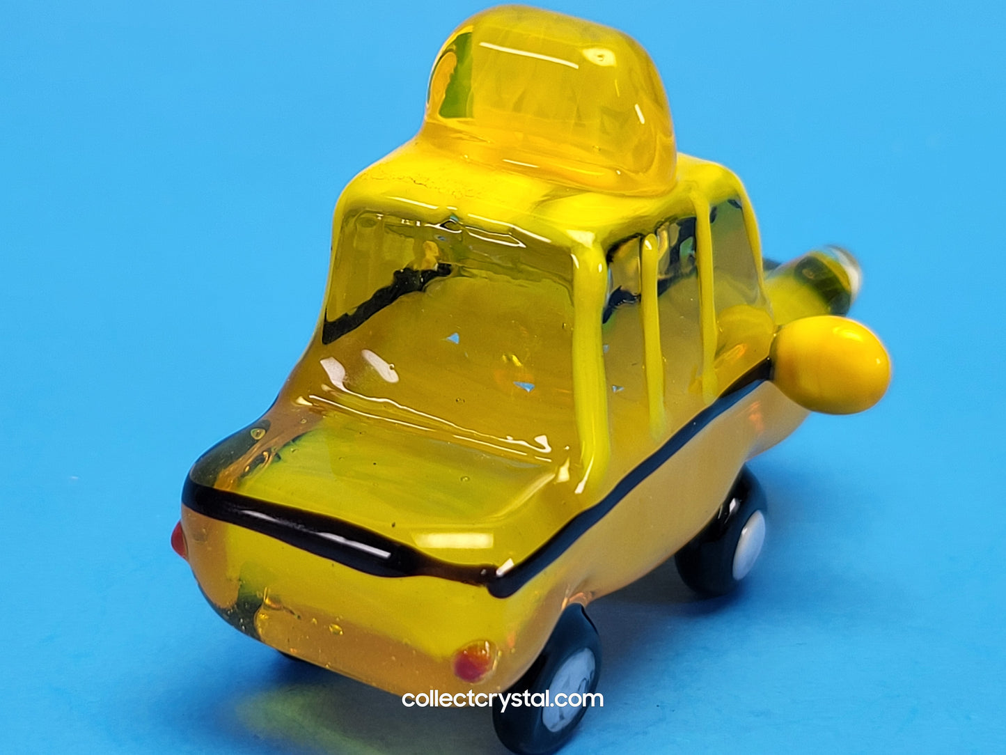 Yellow NYC taxi cab Hand blown glass 5 inches long