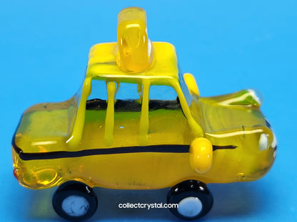 Yellow NYC taxi cab Hand blown glass 5 inches long