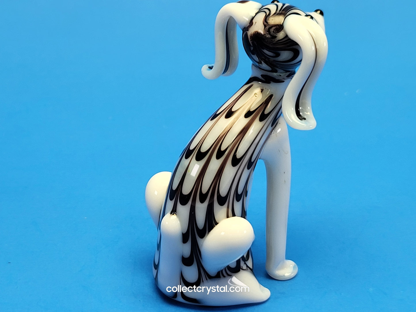 Dog Puppy Black & White in Hand blown glass 5 inches figurine