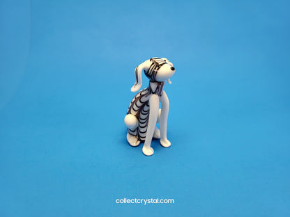 Dog Puppy Black & White in Hand blown glass 5 inches figurine