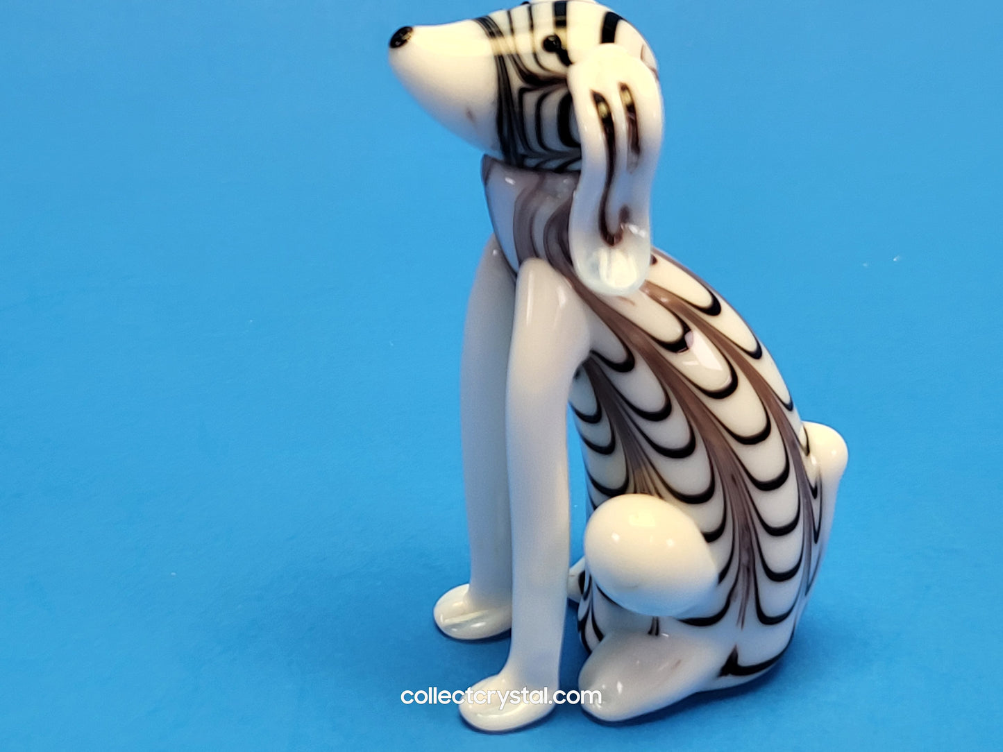 Dog Puppy Black & White in Hand blown glass 5 inches figurine
