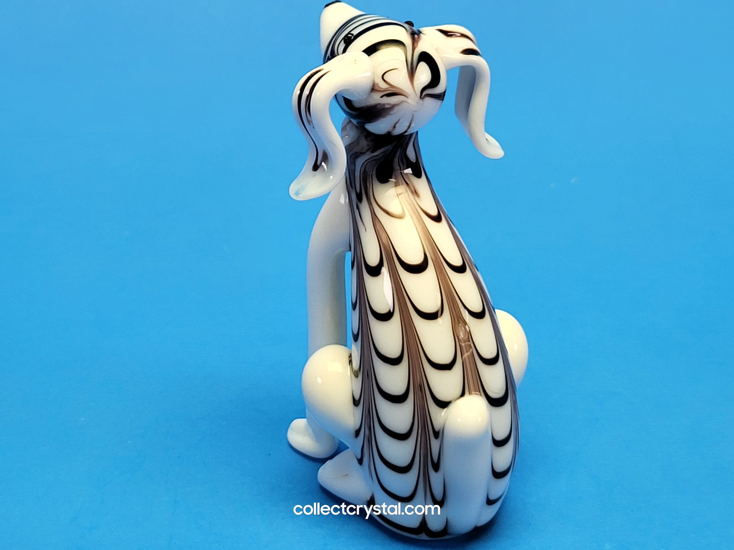 Dog Puppy Black & White in Hand blown glass 5 inches figurine