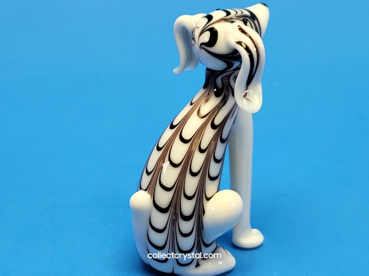 Dog Puppy Black & White in Hand blown glass 5 inches figurine