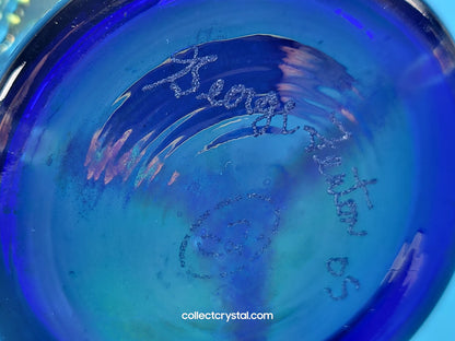 Fenton Favrene Loganberry Blue Carnival Glass Signed G. Fenton Vase
