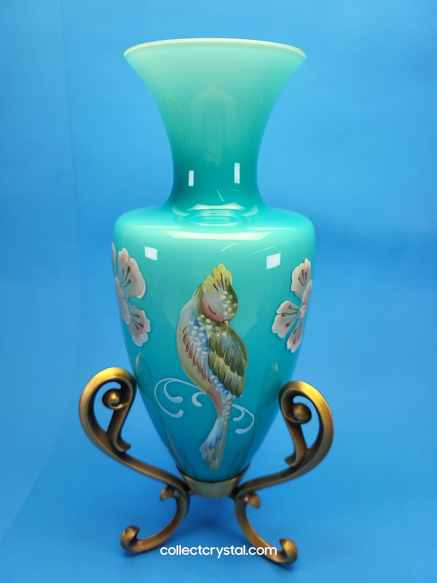 Fenton Landmark Collection Blue Glass Vase Amphora LE  7291/8800 Signed M. Kibbe