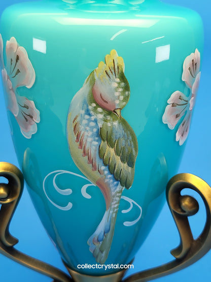 Fenton Landmark Collection Blue Glass Vase Amphora LE  7291/8800 Signed M. Kibbe