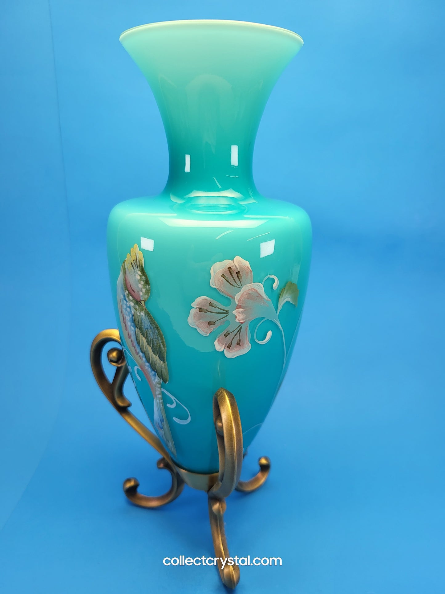Fenton Landmark Collection Blue Glass Vase Amphora LE  7291/8800 Signed M. Kibbe