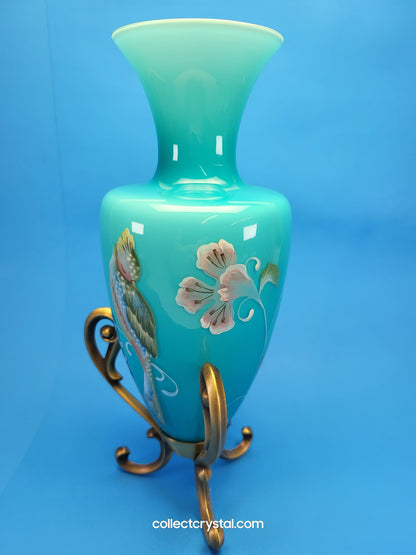 Fenton Landmark Collection Blue Glass Vase Amphora LE  7291/8800 Signed M. Kibbe